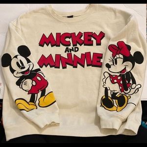 Disney Mickey Mouse Crewneck Sweatshirt XXL (19) EUC Off-white Long Sleeve